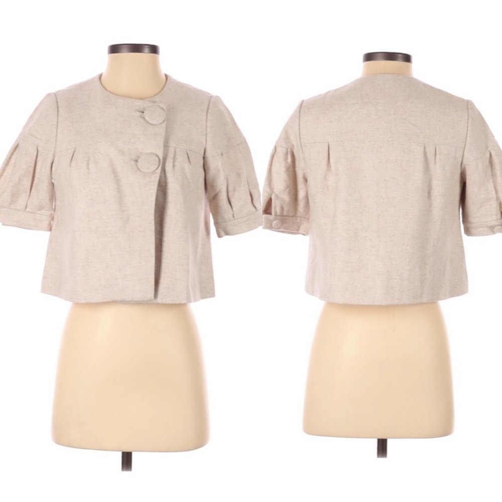 Parameter Cropped Wool Blend Jacket Size 2 Ivory - image 1